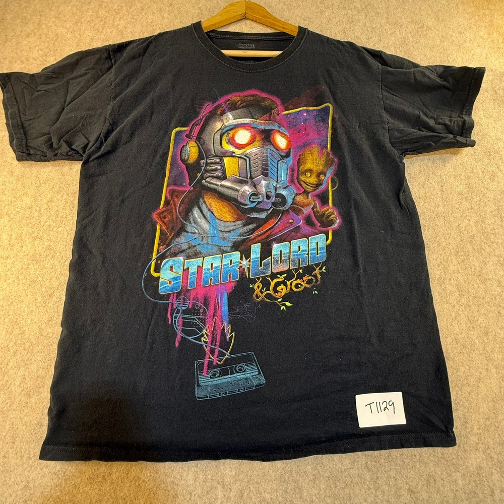 Marvel Guardians of the Galaxy Star-Lord Groot Loot Crate T-Shirt Black Mens L‎